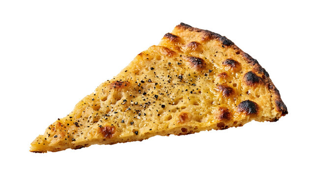 Crispy Mediterranean Socca, a traditional chickpea flatbread perfectly seasoned with black pepper, isolated on a solid white background