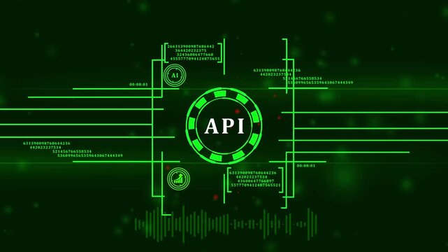 API - Application Programming Interface. Software development tool. Business, modern technology, internet and networking concept.4k video