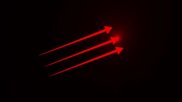 Business growth arrow and light concept animation. Up arrow animation on black background.4k motion graphics video