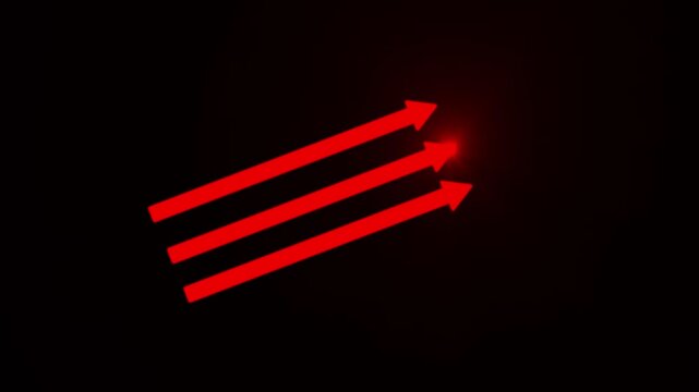 Business growth arrow and light concept animation. Up arrow animation on black background.4k motion graphics video