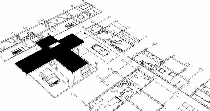 residential house plan interior 3d rendering	
