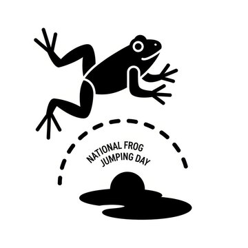 National Frog Jumping Day black icon of jumping frog
