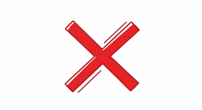 Stylized red cross mark on a clean white background, with subtle outlines