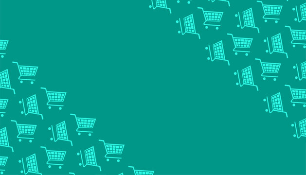 Shopping Cart Pattern. Retail Trolley Icon Background. Minimal Outline Vector Style.