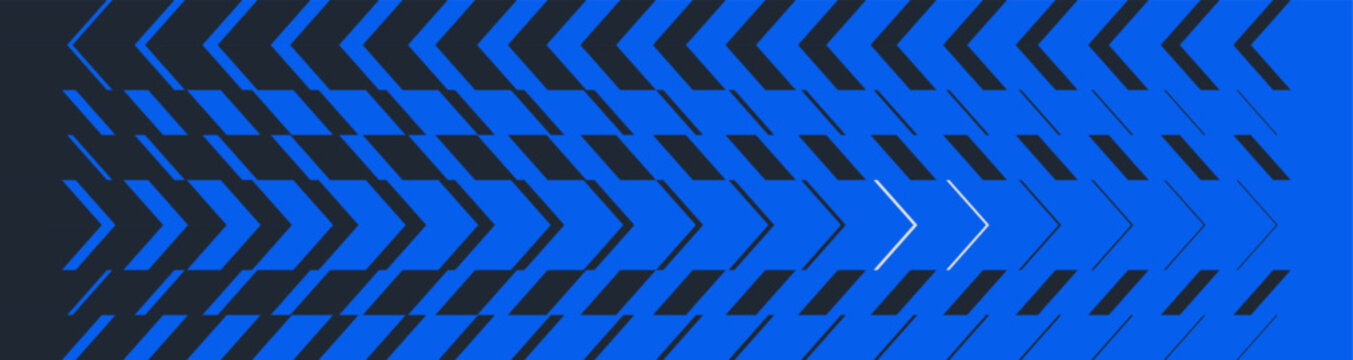 Multidirectional arrows of thin and thick lines flash rapidly against a dark background. The pattern moves forward. The design is about progress or speed. Art for brochure, poster, cover, presentation