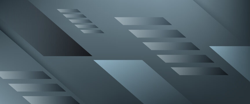 Abstract Dark Grey Industrial Tech Background with Geometric Parallelograms; Modern Vector Illustration for Engineering, Corporate Business Identity, and Professional Software Header
