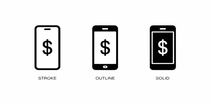vector illustration of a mobile phone with a business technology word cloud and internet web icons including a computer calendar and periodic atom symbol for a modern design concept