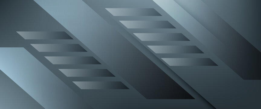Abstract Dark Grey Industrial Tech Background with Geometric Parallelograms; Modern Vector Illustration for Engineering, Corporate Business Identity, and Professional Software Header