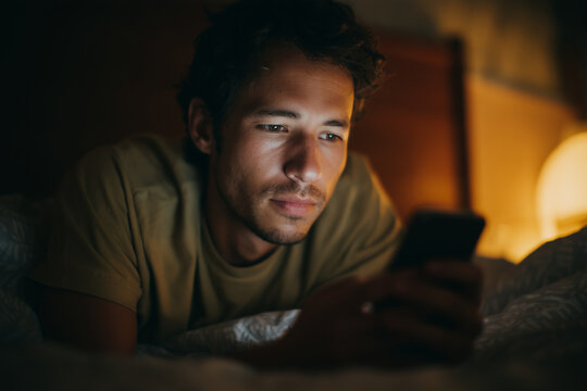 Person Scrolling Smartphone Late at Night Unable to Sleep Due to Smartphone Addiction and Mental Exhaustion