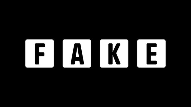 Fake to fact typography animation. Concept of fact-checking, truth, revealing reality and fighting misinformation