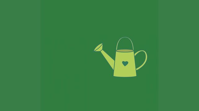 A green teapot with background and on an image of watering green screen animated chromakey background motion illustration movement expression layers colorful style depth composition