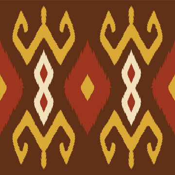 Seamless Indonesian Batik Pattern with Tribal Motifs and Geometric Shapes