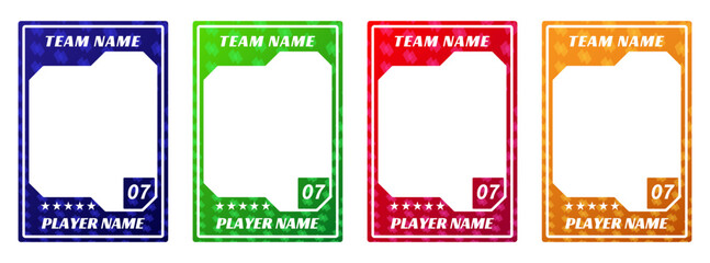Sports trading card template collection. Vector frames for football, soccer, basketball, hockey and volleyball player photos, modern flyer layout elements on white background © Hanna