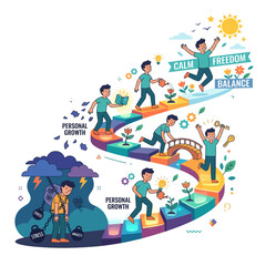 Fototapeta premium Personal Growth Journey: Overcoming Challenges to Achieve Freedom