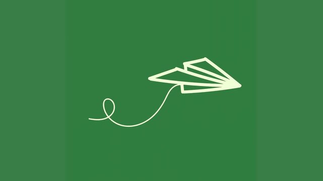 A green background with white arrow in the middle and kite on it logo flying air outline of green screen animated chromakey background cartoonish movement frame elements gesture creative