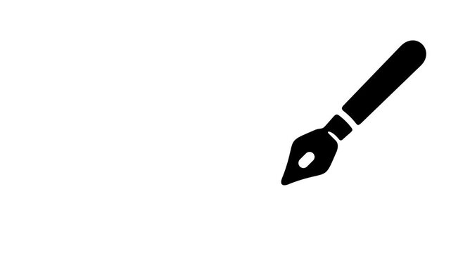 Fountain pen or fountain, pen and nib, graphic animation. Alpha channel. Transparent background motion design. 4K resolution