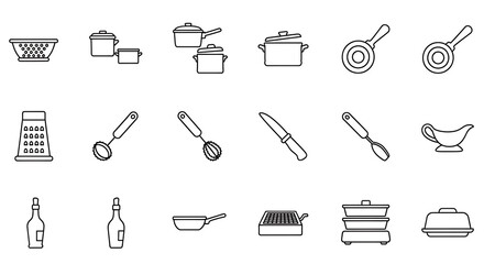 Fototapeta premium Flat line icons set of office and communication tools