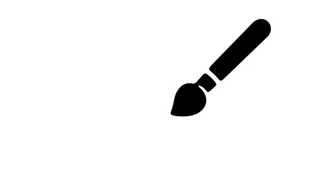 Paintbrush or brush, painting and drawing, graphic animation. Alpha channel. Transparent background motion design. 4K resolution