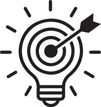 Light bulb with a target and arrow symbolizing goals achievement successful ideas, lightbulb