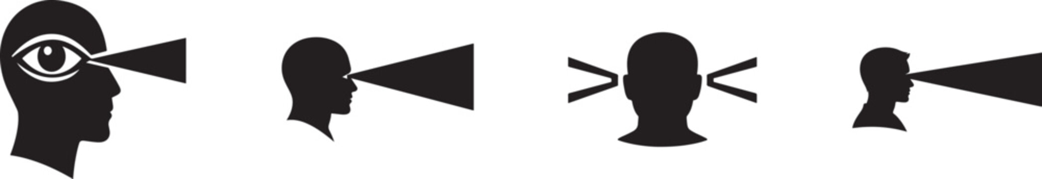 Point of view icon set with multiple styles for perspective, vision, and camera concepts.