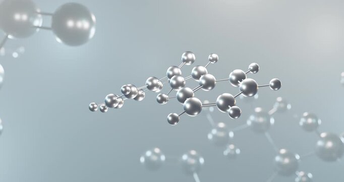 Chalcone rotating 3d molecule, molecular structure of flavonoid precursor compound seamless video
