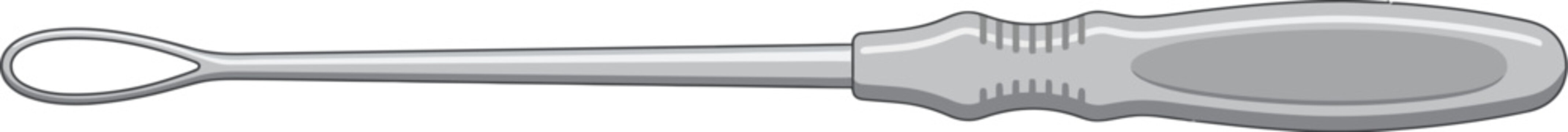 Curette shows a standard medical instrument used for professional.