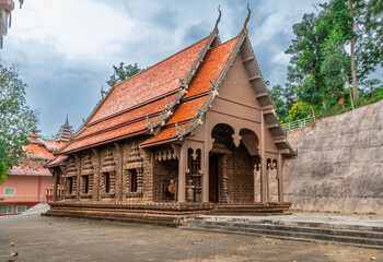 Obraz premium Architecture in the Golden Triangle Park, in Thailand, at the confluence of Myanmar and Laos