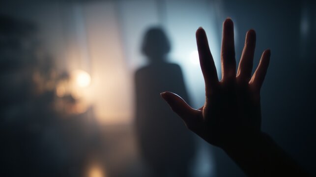 Hand reaching toward shadowed figure in dim room symbolizing crisis hotline mental health support and urgent help for emotional distress.