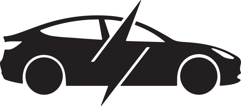 Black car silhouette with lightning bolt