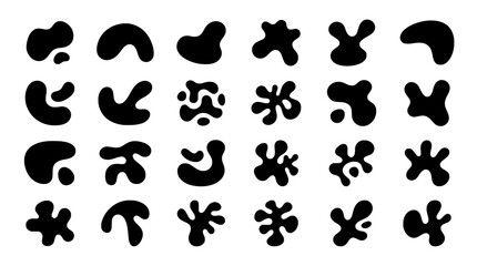Fototapeta premium Flower icon set with bold star and petal shapes, playful graphic stickers for floral patterns and decorative backgrounds