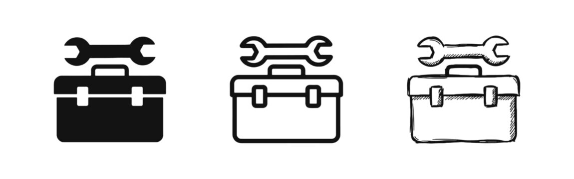 Toolbox with Wrench Maintenance and Repair Service Icon Set