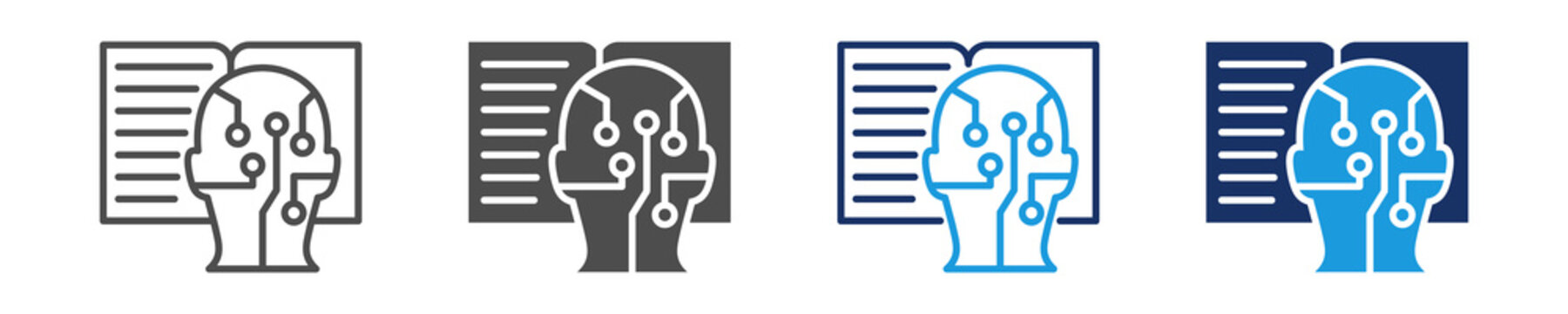 machine learning icon set with multi concept