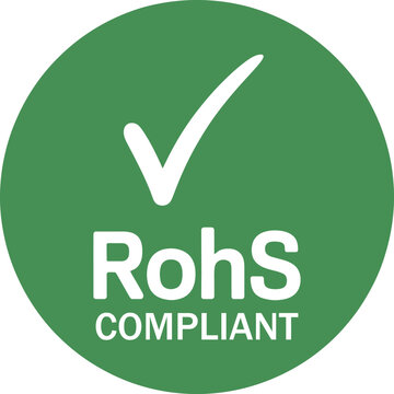 RoHS Compliant Green Stamp Badge with Check Mark Vector Illustration