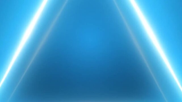 A bright neon triangle shape glows on a deep blue background