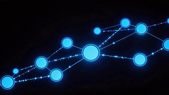 Blue glowing network nodes on dark background