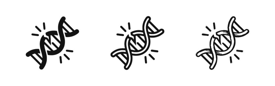 Broken DNA Helix Icons Representing Genetic Mutation