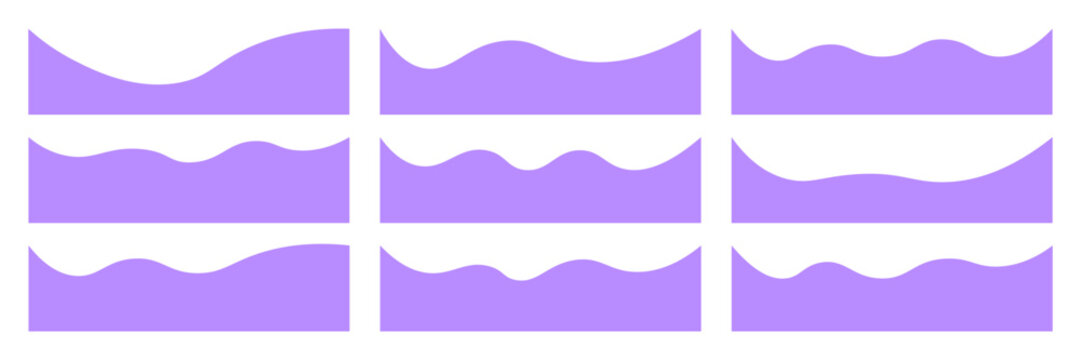 Collection of dividers shape templates. Modern separator header for website and app. Curve lines, wave collection of abstract design element for top and bottom page web site.Vector Illustration