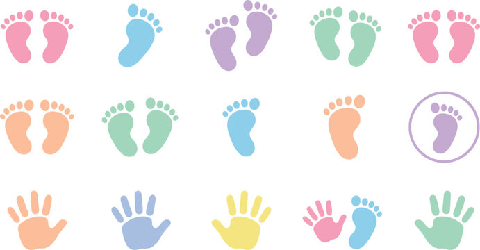 Colorful Baby Footprints and Handprints Collection for Childcare, Parenting, Nursery, and Cute Vector Illustration Designs