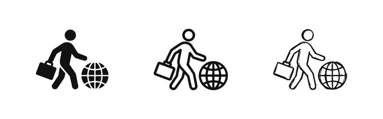 Global business travel and international trade icon set © drawing lines