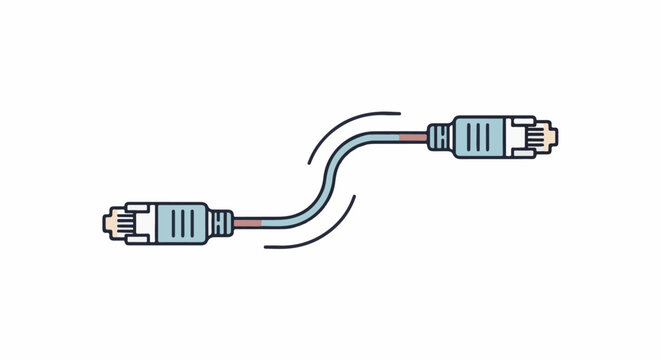 Two network cables connected with a flexible S-shaped wire in between