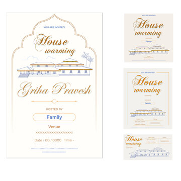 Indian House Warming Invitation, Gruhapravesha Pooja, Grihapravesham, The Significance of House warming, Griha Pravesh Puja, Gruha Pravesham Pooja, Invitation Social Media Template in Different Sizes