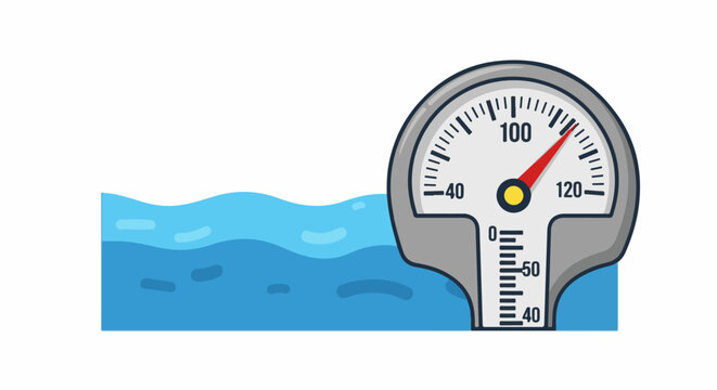 Thermometer in water measures temperature, showing a reading above 100