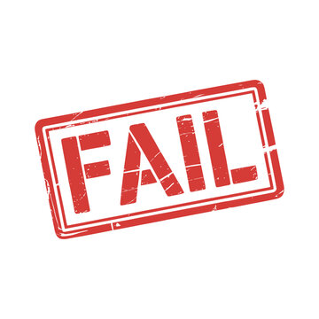 Red grunge fail rubber stamp vector icon isolated on transparent background for business document notification and simple sign mark.