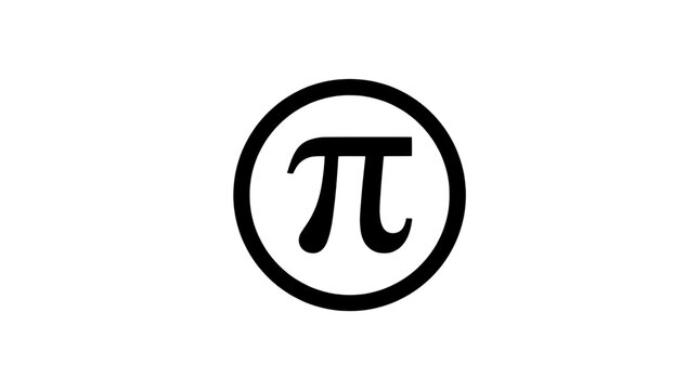 Pi symbol icon in a circle with black outline featuring pi, mathematical, math with number and constant elements for ratio, circumference projects,