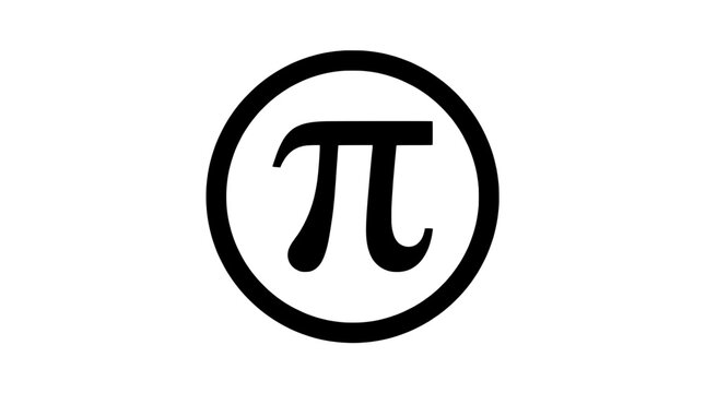 Pi symbol math icon with bold black Greek letter in circular seal for education, design, and learning materials