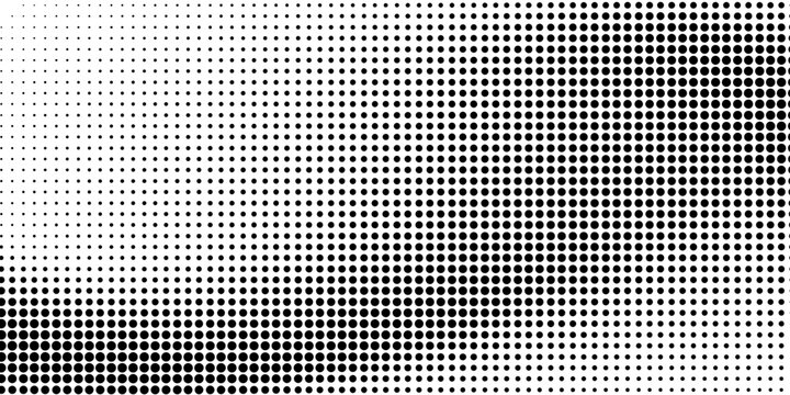 Monochrome gradient halftone dots background. Vector illustration. Abstract small grunge dots on white background
