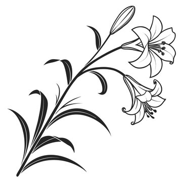  easter lily silhouette on white background