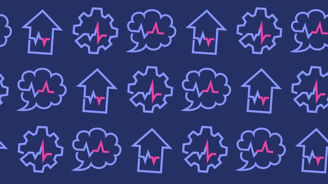Clinical healthcare concept with a repeating medical checkup and a genetic research background animation for medical screening and diagnostic pattern. Seamless looping.