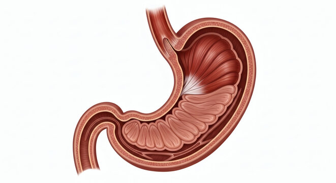 Detailed Anatomical Illustration of Human Stomach Internal Structure