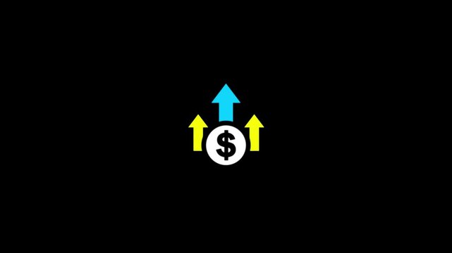High pricing icon. Up arrow with dollar sign. high price business money cost pay payment logotype animation.